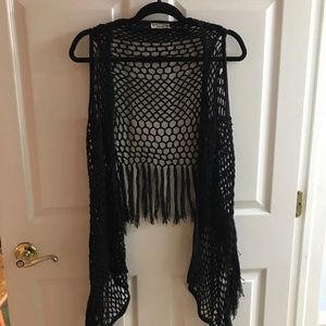 Kirra Black Crochet Festival Vest